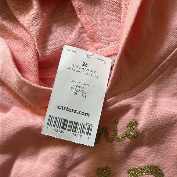 NWT Toddler Girl - 2T Carter's Pink Outfit with Gold Accent - Picture 2 of 5